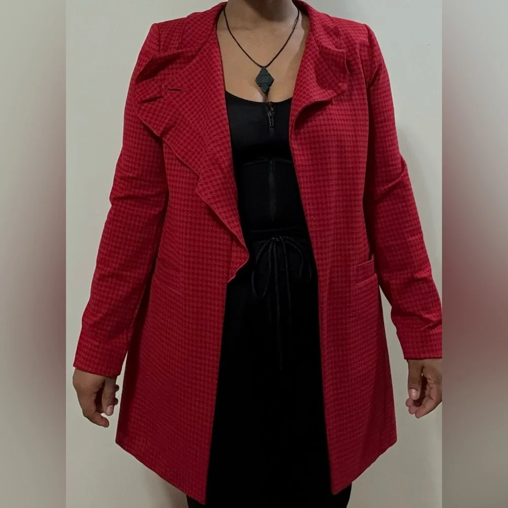 CAbi Crimson Houndstooth Coat / Jacket - Picture 7 of 9